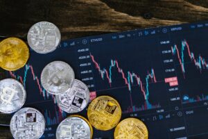 Professional trader analyzing live crypto trading charts and Bitcoin price trends